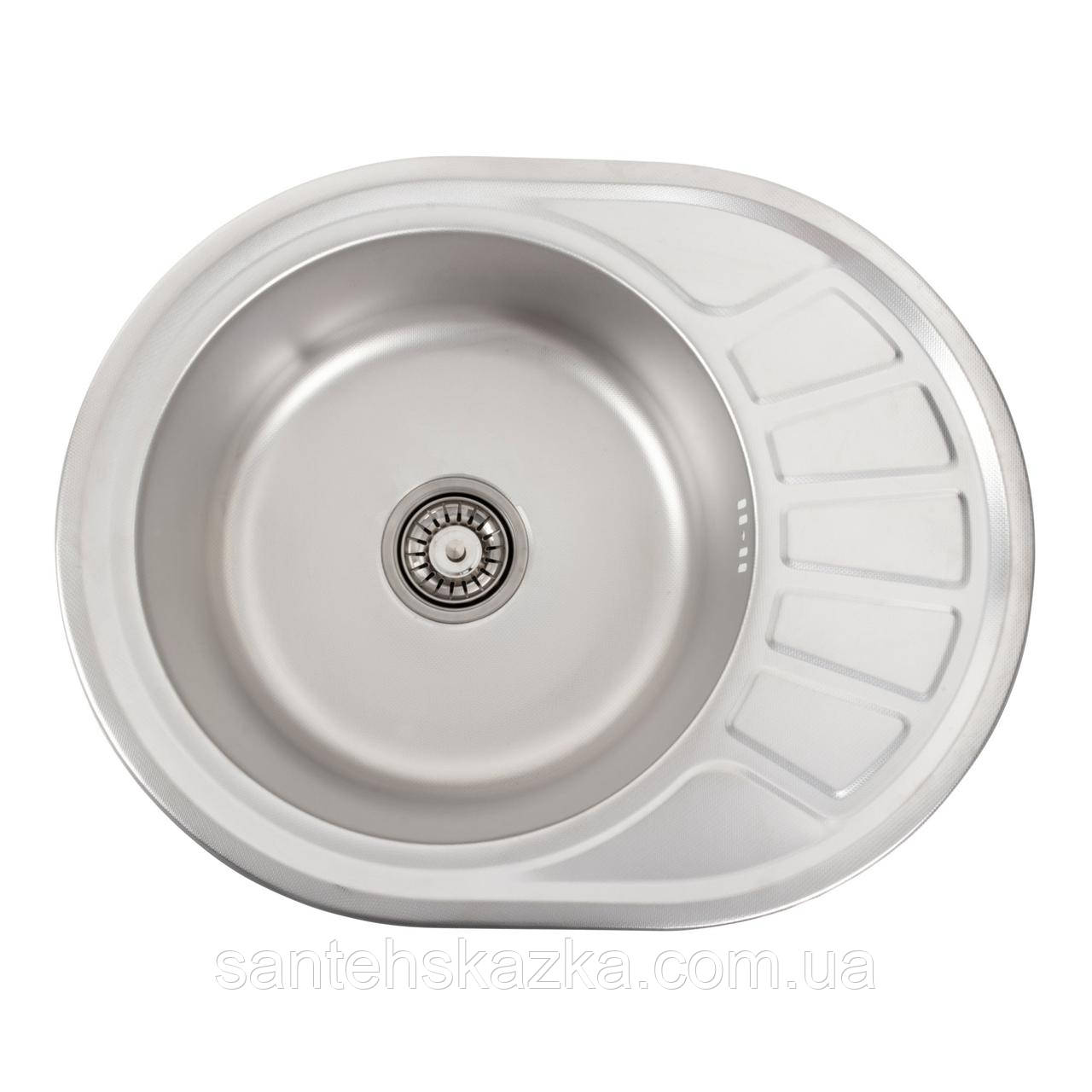 Кухонна мийка з нержавіючої сталі Platinum ДЕКОР 5745 (0,8/180 мм), фото 1