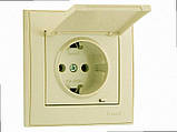 Розетка з кришкою та заземленням Rain крем (без рамки) 703-0388-123B LEZARD, фото 2