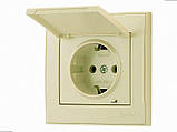 Розетка з кришкою та заземленням Rain крем (без рамки) 703-0388-123B LEZARD, фото 3