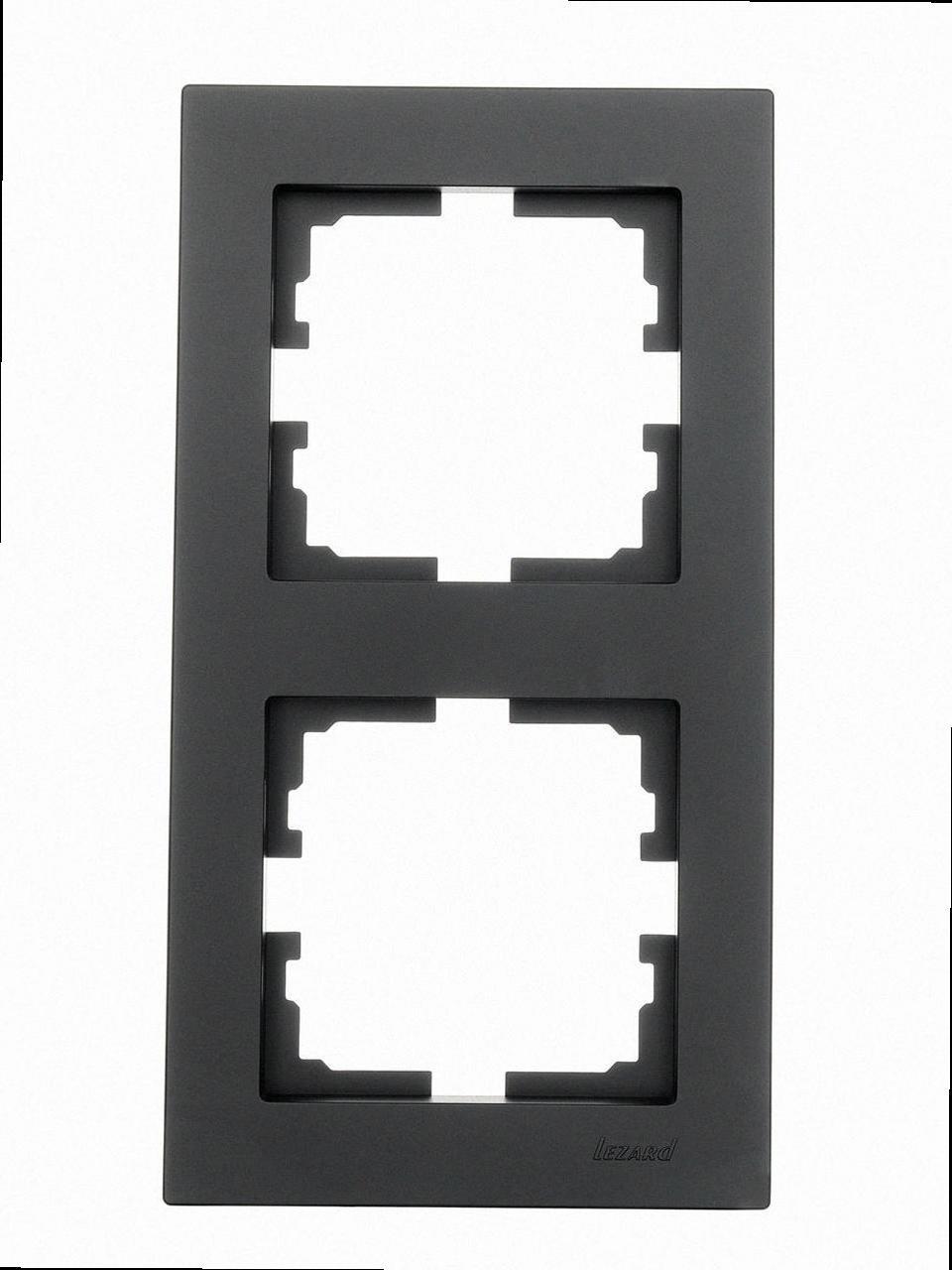 Рамка 2-а вертикальна VESNA чорна (10шт/120шт) 742-4200-152 LEZARD, фото 1