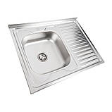 Кухонна мийка з нержавіючої сталі Platinum 8060 L ДЕКОР (0,7/160 мм), фото 2