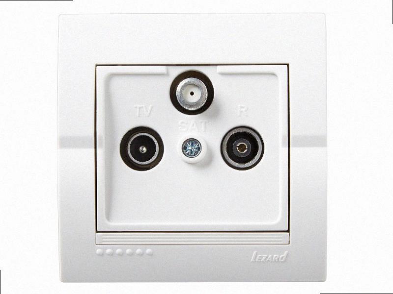 Тв-радіо-супутник Розетка прохідна Deriy білий 702-0202-134 LEZARD, фото 1