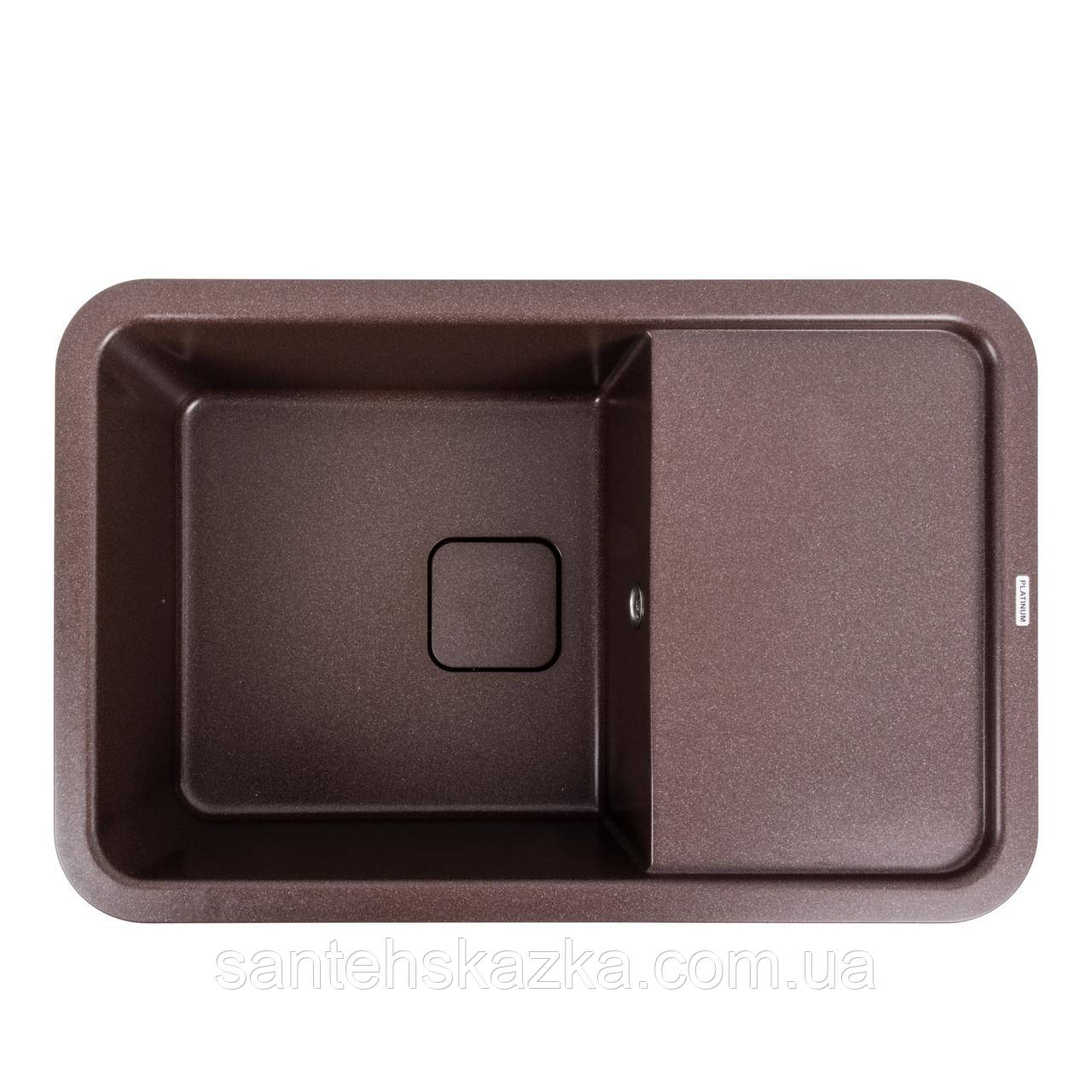 Гранітна мийка для кухні Platinum 7850 CUBE матова Мокко, фото 1