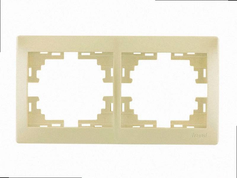 Рамка для вимикачів/розеток горизонтальна 2-а Mira крем 701-0300-147 LEZARD, фото 1