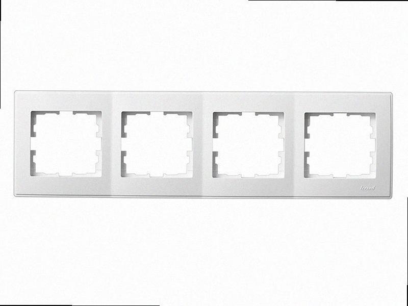 Рамка для вимикачів/розеток горизонтальна 4-а Lesya білий 705-0202-149 LEZARD, фото 1