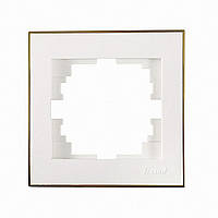 Рамка для вимикачів/розеток 1-а Rain білий із золотом 703-0226-146 LEZARD