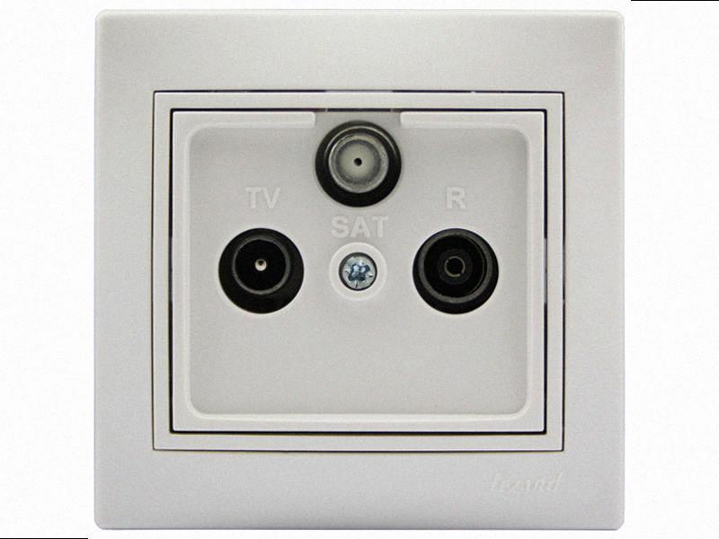 Тв-радіо-супутник Розетка кінцева Mira білий 701-0202-135 LEZARD, фото 1