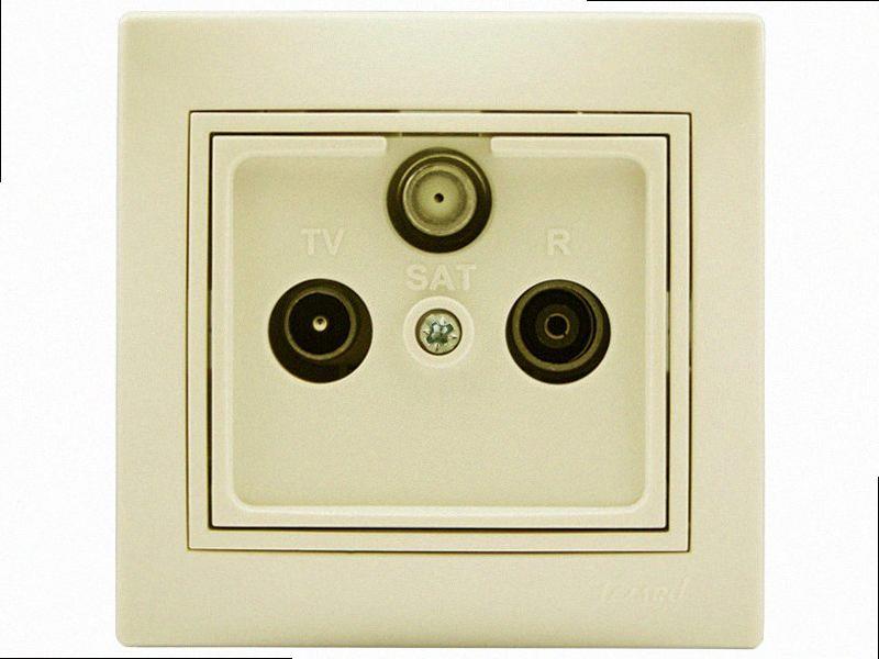 Тв-радіо-супутник Розетка кінцева Mira крем 701-0303-135 LEZARD, фото 1