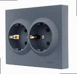 Розетка подвійна з/з Шеффілд Грей VESNA 742-3400-127B LEZARD, фото 2