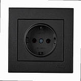 Розетка з/з Rain антрацит (без рамки) 703-4288-122B LEZARD, фото 2