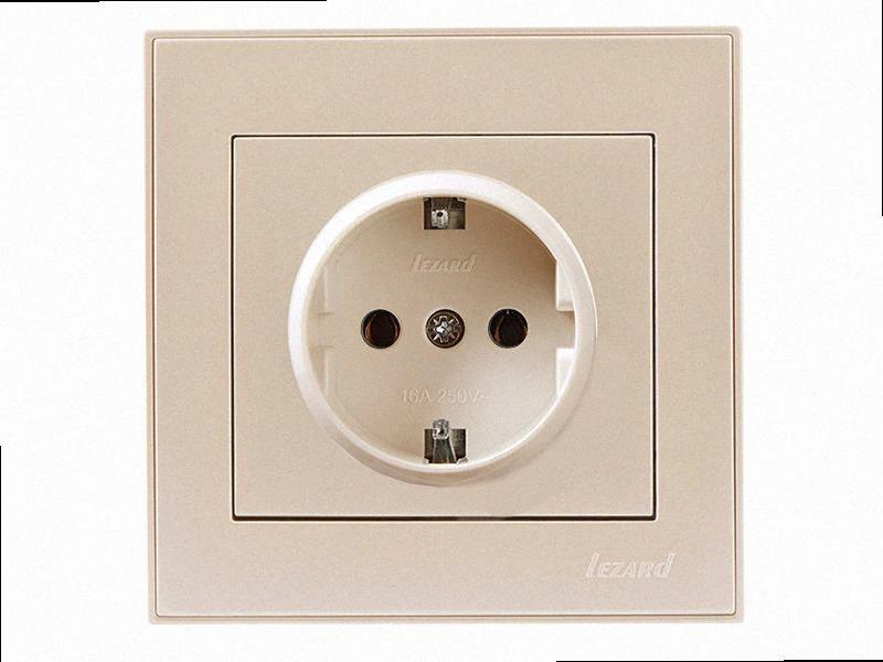 Розетка с/з Rain перлово-білий перламутр (без рамки) 703-3088-122B LEZARD, фото 1