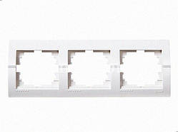 Рамка для вимикачів/розеток горизонтальна 3-а Deriy білий 702-0202-148 LEZARD