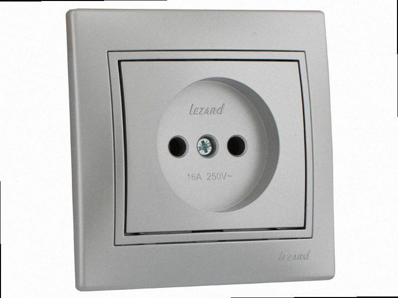 Без заземлення Розетка Mira металік сірий 701-1010-121В LEZARD, фото 1