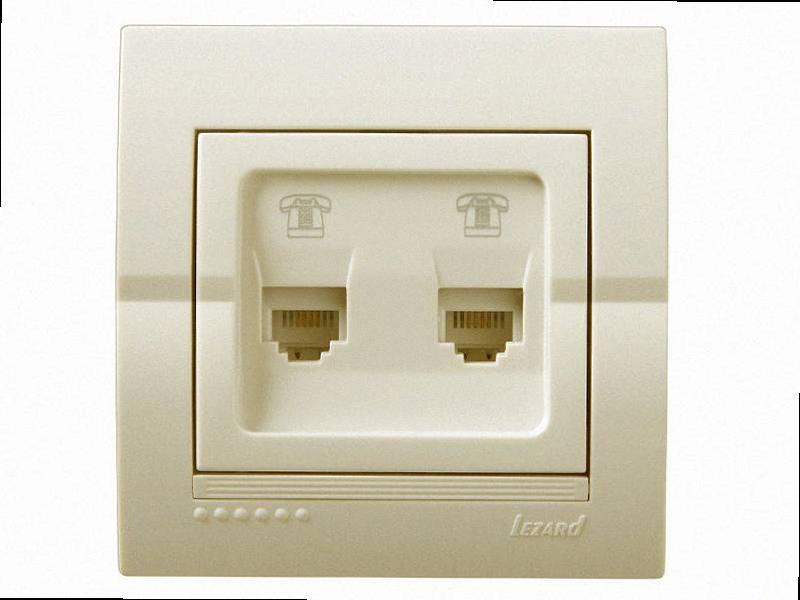 Подвійна Розетка телефонна євро Deriy крем 702-0303-138 LEZARD, фото 1