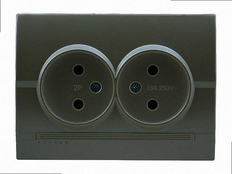 Розетка подвійна Deriy графіт 702-2929-128B LEZARD, фото 1