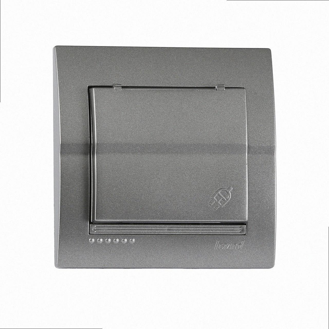 Розетка з/з кришкою Deriy графіт 702-2929-123B LEZARD, фото 1