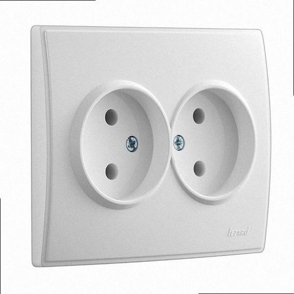 Розетка подвійна б/з (кераміка) біла Lesya 705-0202-128 LEZARD, фото 1