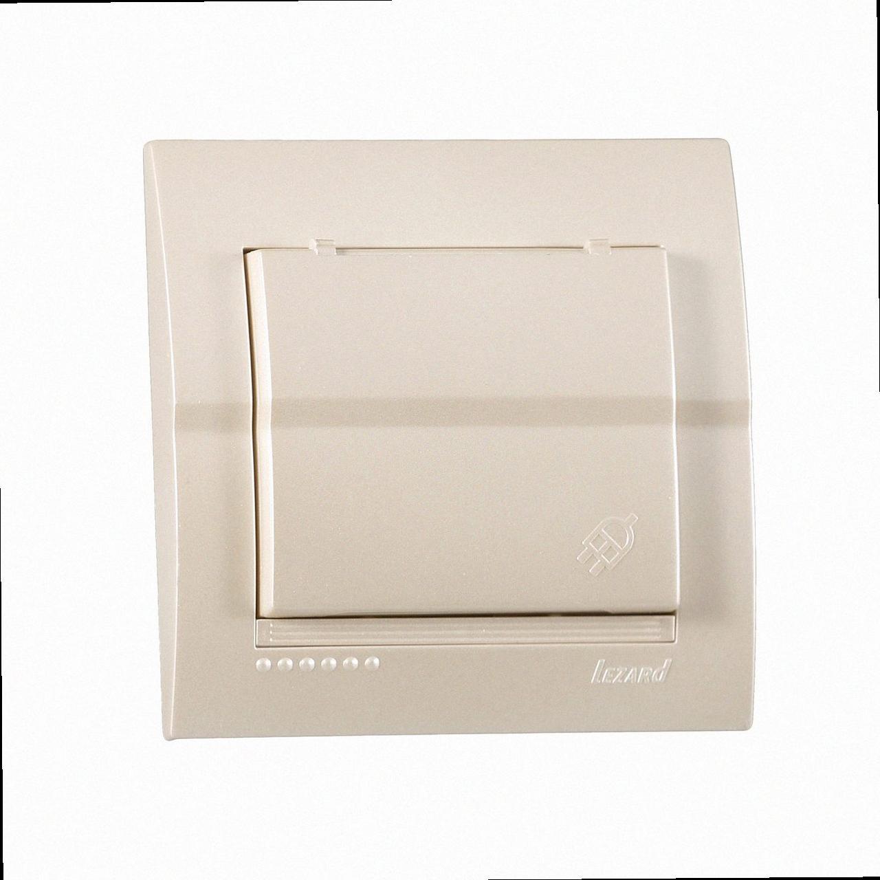 Розетка с/з із кришкою перламутровий перламутр 702-3030-123B LEZARD, фото 1