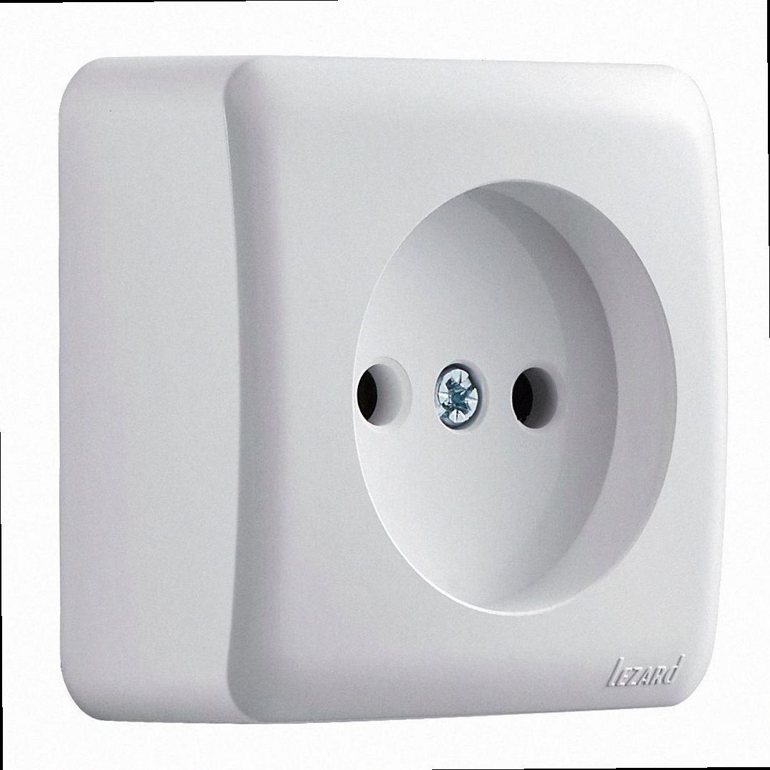 Без заземлення Розетка Viola білий 751-0200-121B LEZARD, фото 1