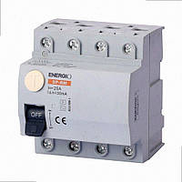 Пристрій вимкнення захисного SP-RM 4P 25А 30мА тип AC Електромеханічний SP-RM-425-30 ENERGIO