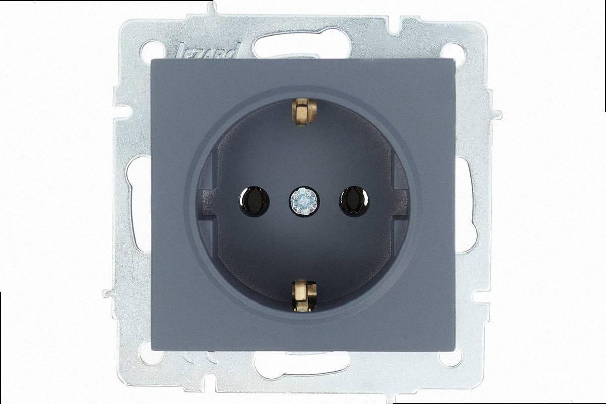 Розетка с/з Шеффілд Грей VESNA 742-3488-122B LEZARD, фото 1