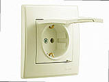 З заземленням Розетка з кришкою Lesya крем 705-0303-123 LEZARD, фото 2