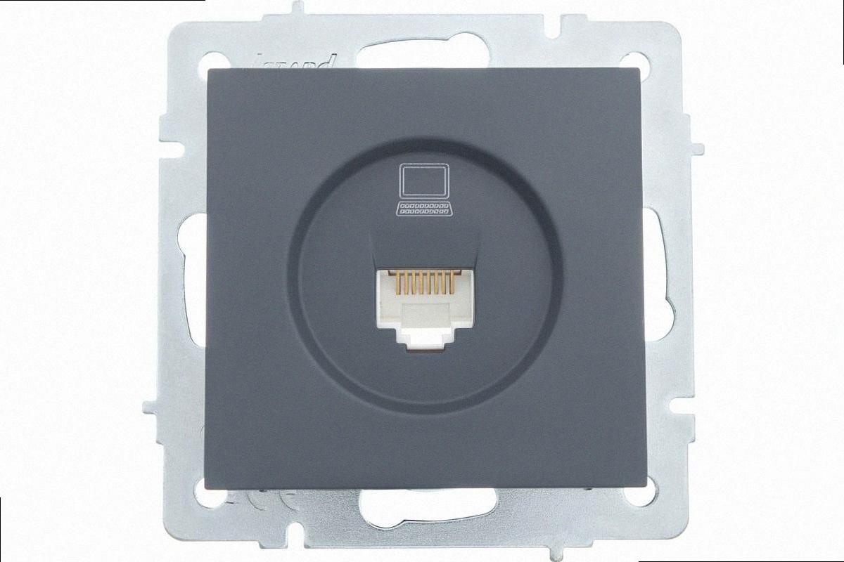 Розетка комп'ютерна Шеффілд Грей VESNA 742-3488-139 LEZARD, фото 1
