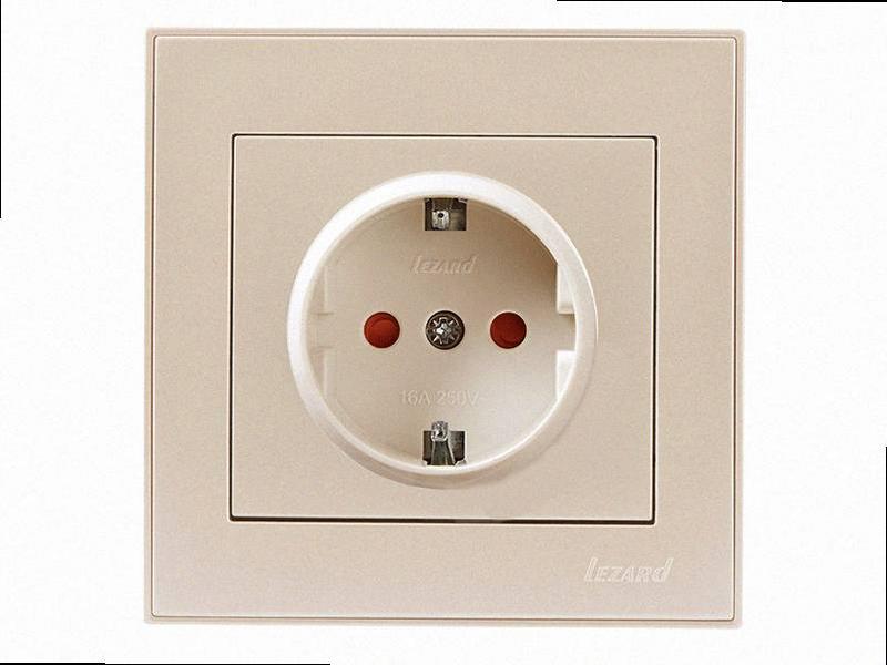 З захистом від дітей Розетка Rain перлово-білий перламутр (без рамки) 703-3088-124B LEZARD, фото 1