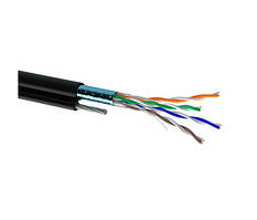 Кабель кручена пара Merlion КНПЕт FTP 4*2*0.5 4p 24 AWG (FTP CCA біметал зовнішній з тросом) бухта 305м чорний