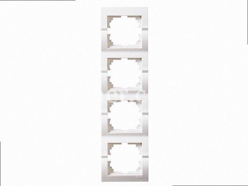 Рамка для вимикачів/розеток вертикальна 4-а Deriy білий 702-0202-154 LEZARD, фото 1