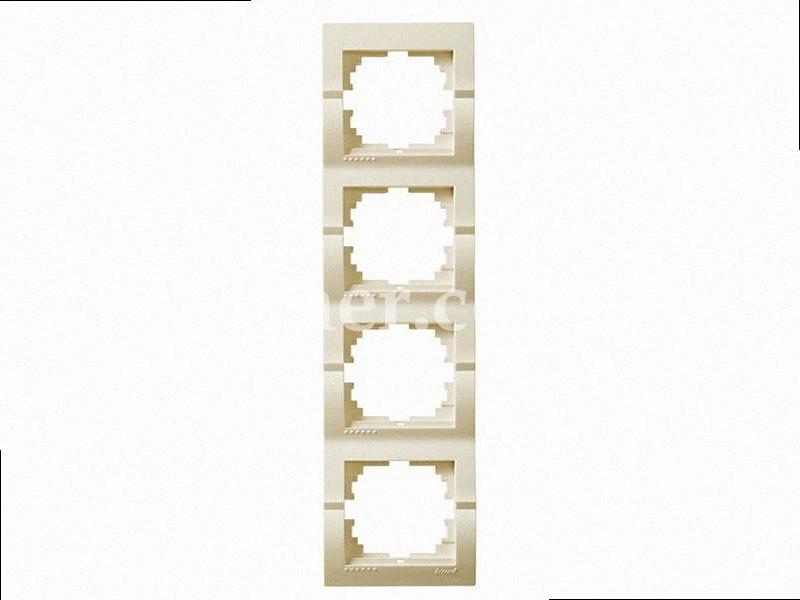 Рамка для вимикачів/розеток вертикальна 4-а Deriy крем 702-0303-154 LEZARD, фото 1