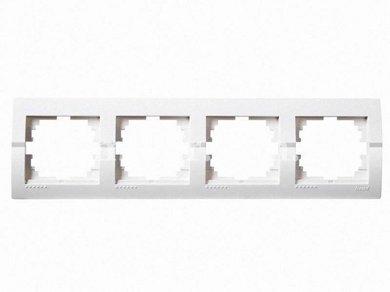 Рамка для вимикачів/розеток горизонтальна 4-а Deriy білий 702-0202-149 LEZARD, фото 1