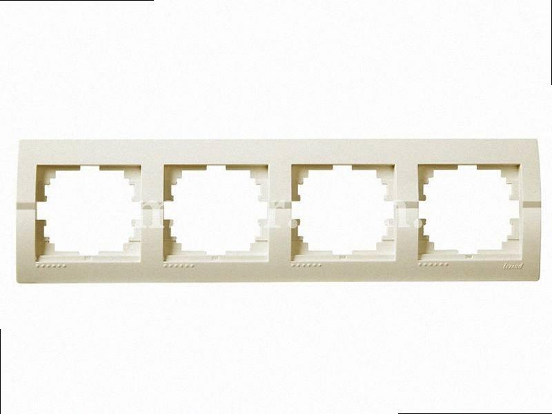Рамка для вимикачів/розеток горизонтальна 4-а Deriy крем 702-0303-149 LEZARD, фото 1