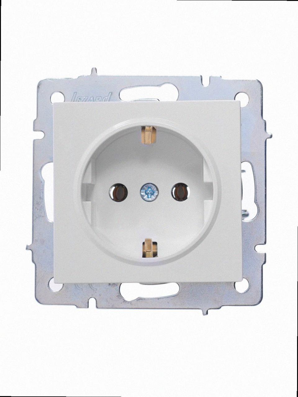 Розетка з/з ПБТ VESNA біла (10шт/120шт) (без рамки) 742-0288-122B LEZARD, фото 1