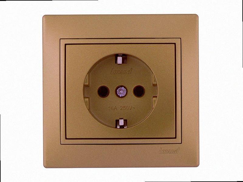 Розетка с/з Mira світло-коричневий перламутр 701-3131-122В LEZARD, фото 1