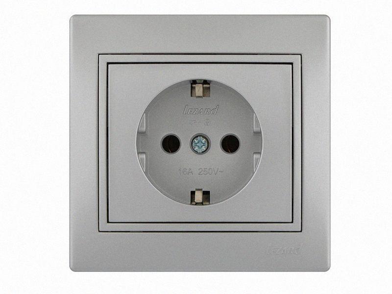 З заземленням Розетка Mira металік сірий 701-1010-122В LEZARD, фото 1