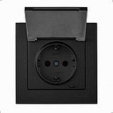 Розетка кришкою та с/з Rain антрацит (без рамки) 703-4288-123B LEZARD, фото 2