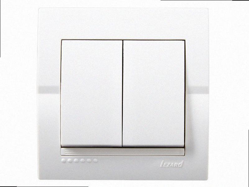 Подвійний Вимикач Deriy білий 702-0202-101 LEZARD, фото 1