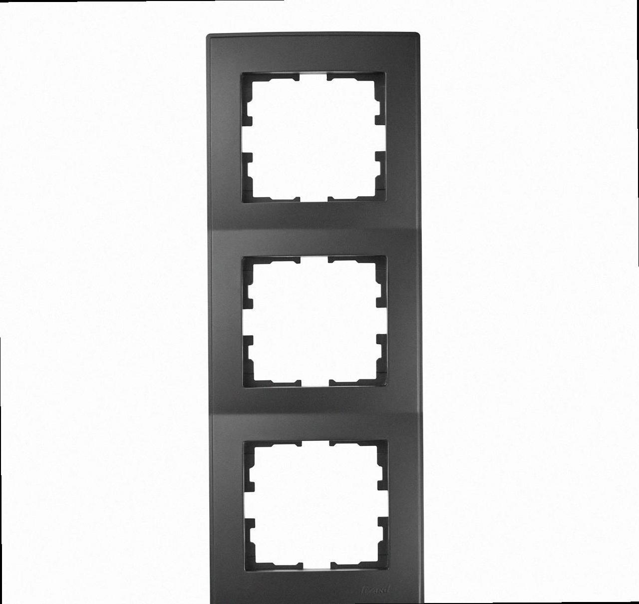 Рамка вертикальна 3-а б/в Lesya антрацит 705-4242-153 LEZARD, фото 1