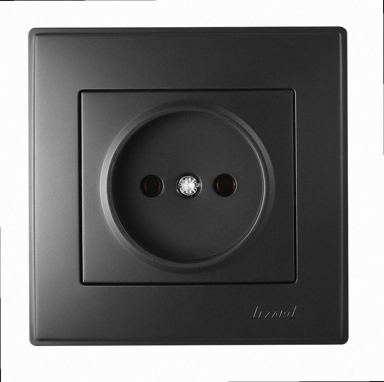 Без заземлення Розетка Lesya антрацит 705-4242-121B LEZARD, фото 1