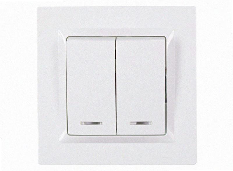 Подвійний Вимикач із підсвічуванням JAZZ (білий) 9006 9006 LUXEL, фото 1