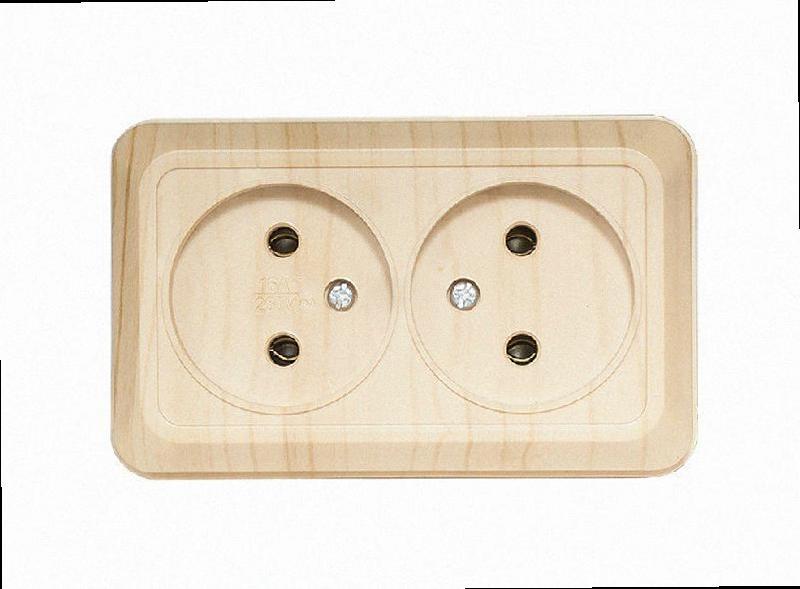 Розетка подвійна зовнішня сосна OPERA 2807 LUXEL, фото 1