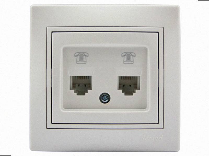 Подвійна Розетка телефонна євро Mira білий 701-0202-138 LEZARD, фото 1