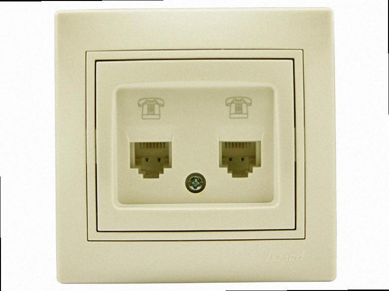 Подвійна Розетка телефонна євро Mira крем 701-0303-138 LEZARD, фото 1