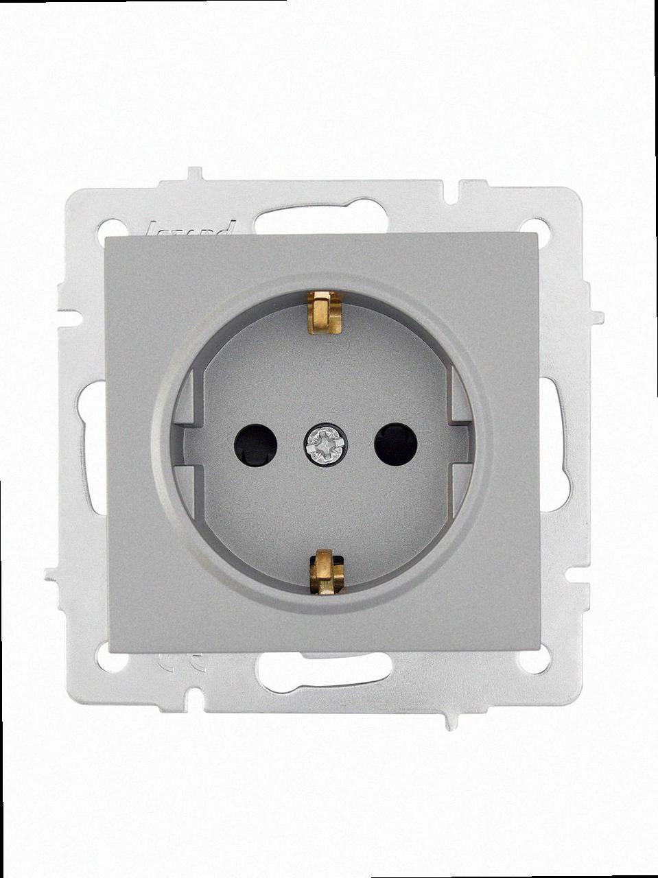 З захистом від дітей Розетка ПБТ VESNA сіра (10шт/120шт) (без рамки) 742-3588-124B LEZARD, фото 1