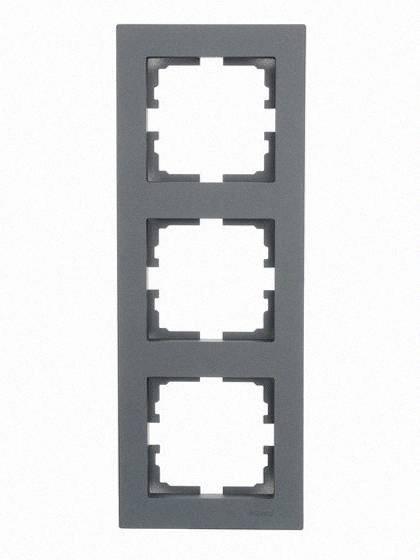 Рамка 3-а вертикальна Шефілд Грей VESNA 742-3400-153 LEZARD, фото 1