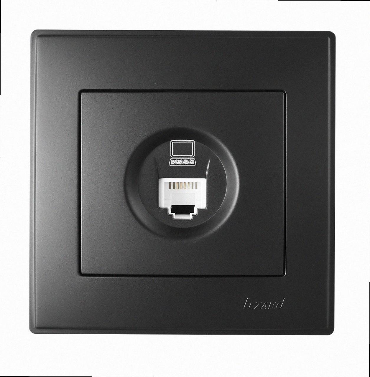 Розетка комп'ютерна Lesya антрацит 705-4242-139 LEZARD, фото 1
