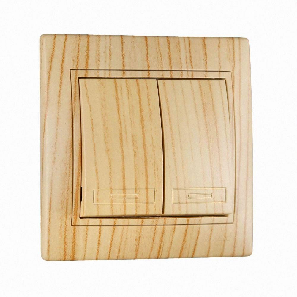 Подвійний Вимикач Mira дуб вибілений матовий 701-5252-101 LEZARD, фото 1