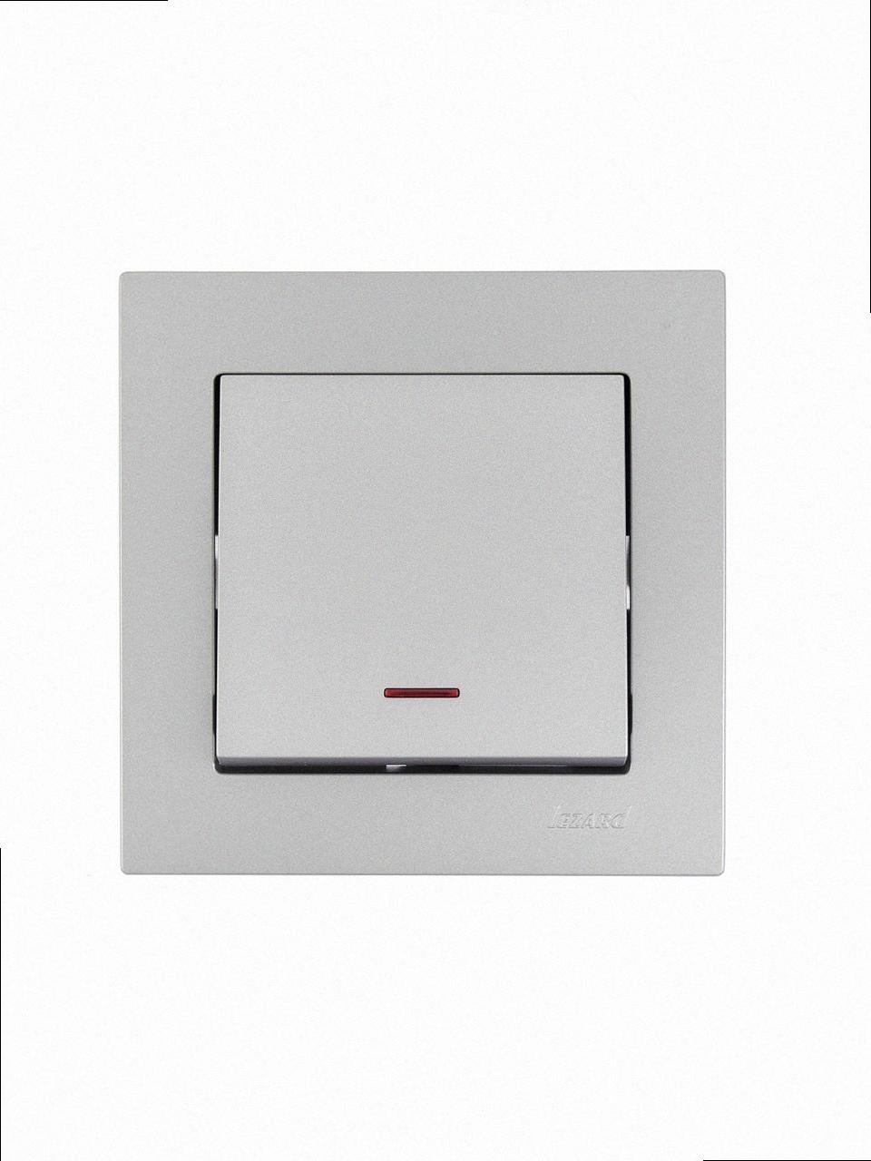 Вимикач з підсвічуванням VESNA сірий (10шт/120шт) (без рамки) 742-3588-111 LEZARD, фото 1