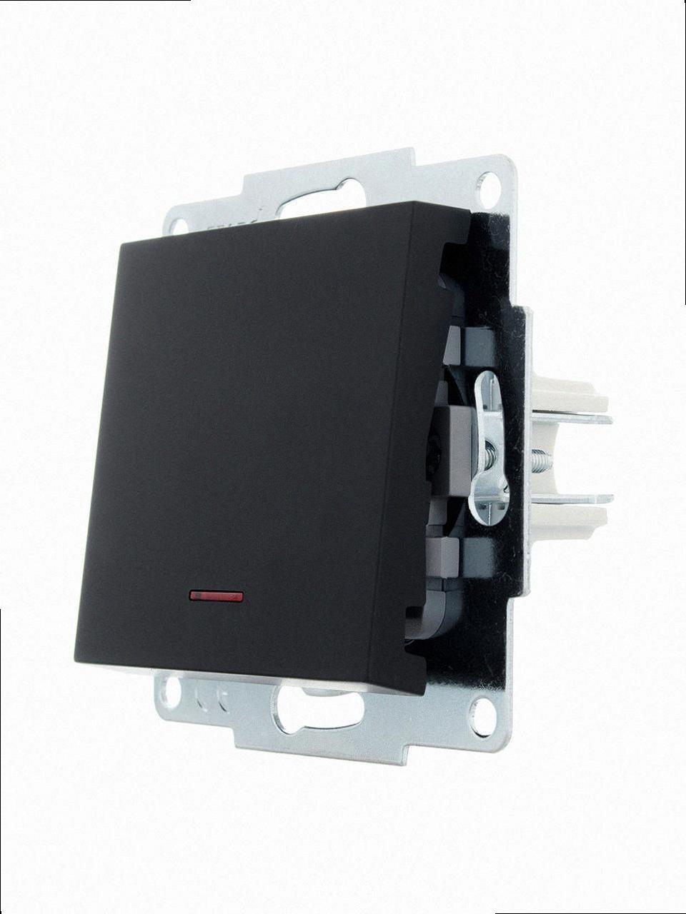 Вимикач з підсвічуванням VESNA чорний (10шт/120шт) (без рамки) 742-4288-111 LEZARD, фото 1